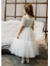 Beaded Ivory Lace Tulle Fairy Flower Girl Dress